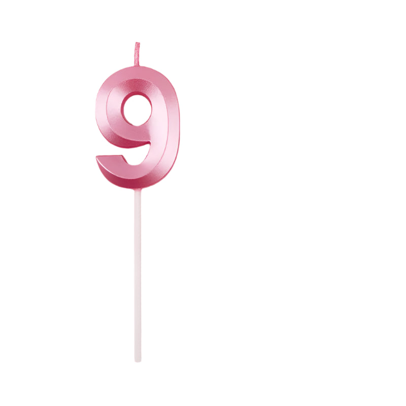Bougie Anniversaire 3D Rose Chiffre 9