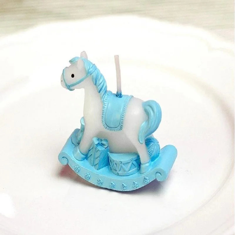 Bougie Anniversaire Cheval Bleue en Cire 