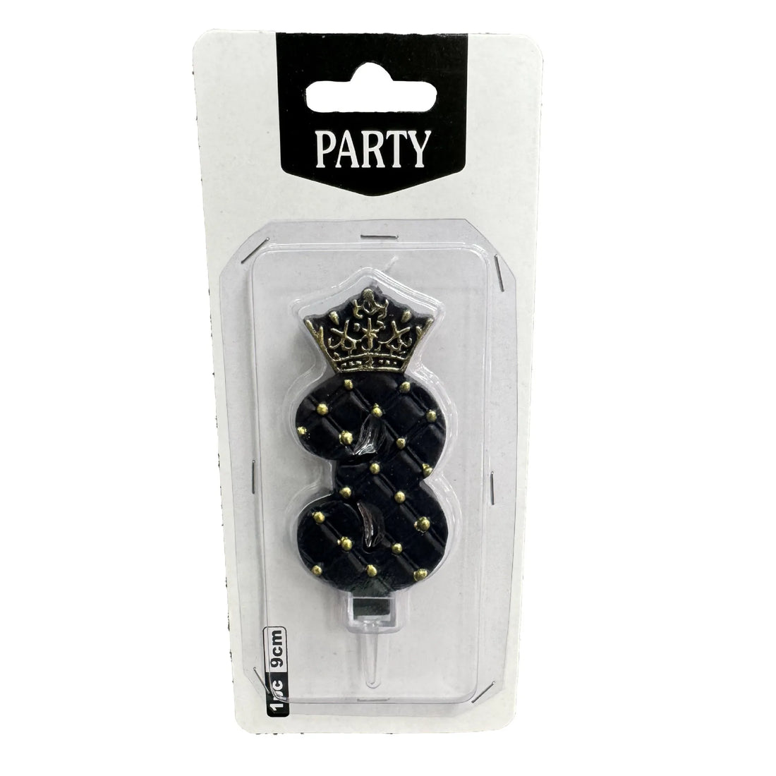 Bougie Anniversaire Noire Elégante à Couronne Trois