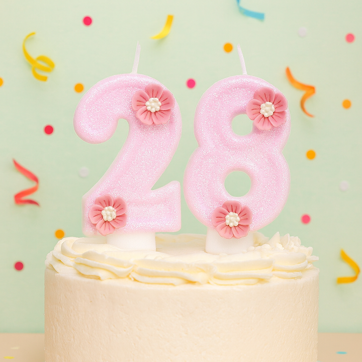 Bougie Anniversaire Rose à Fleurs