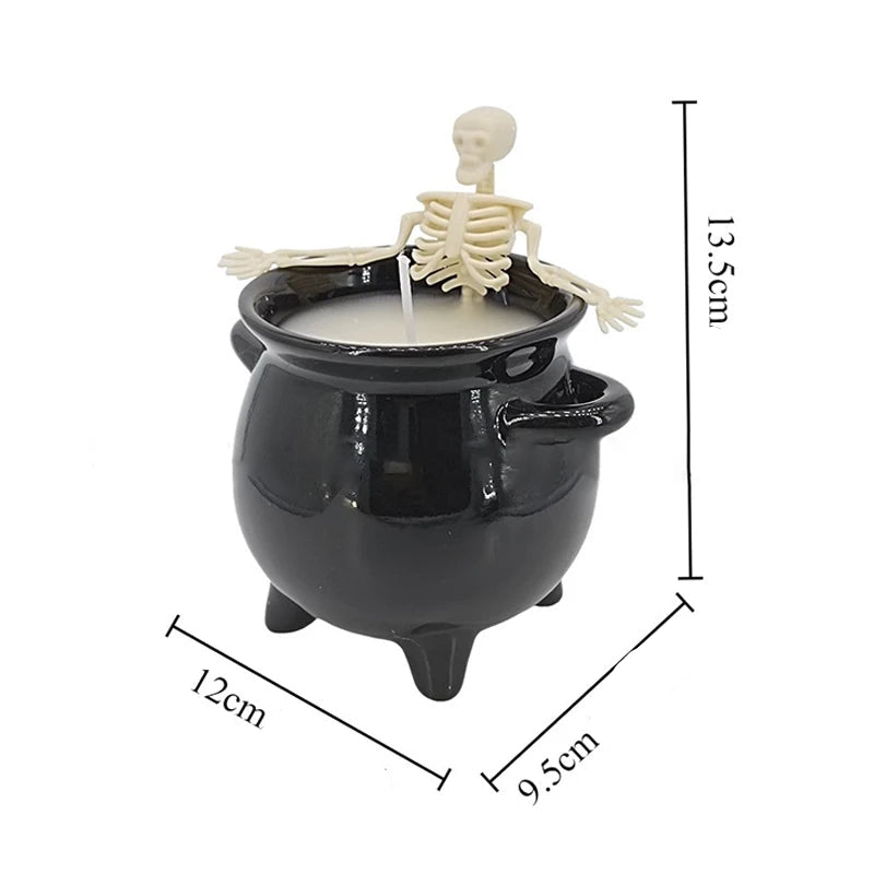 Bougie Halloween Chaudron Squelette Taille