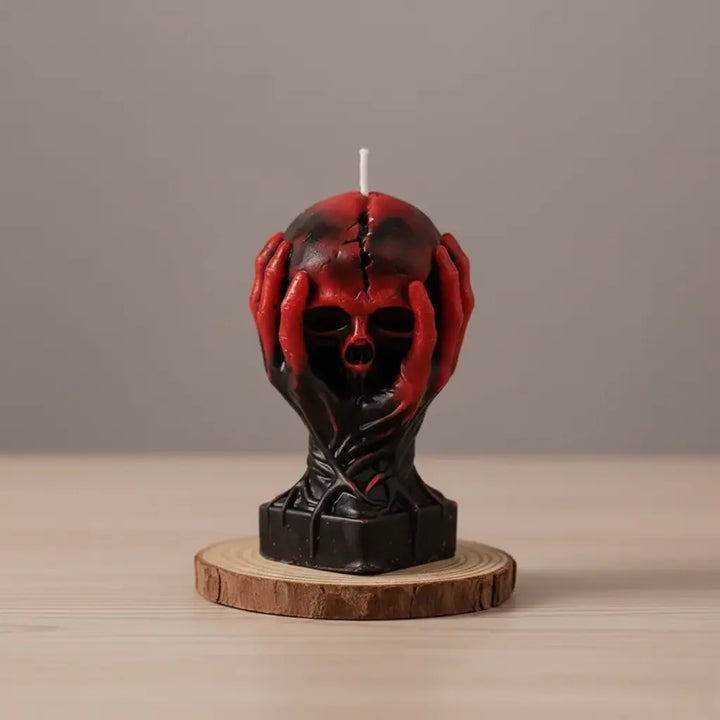 Bougie Halloween Crâne Rouge et Noir