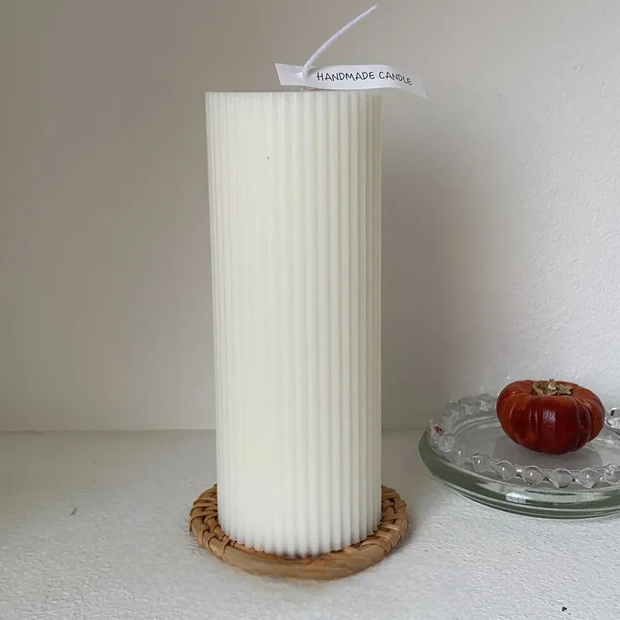 Bougie Mariage Cylindrique Rayée ludique