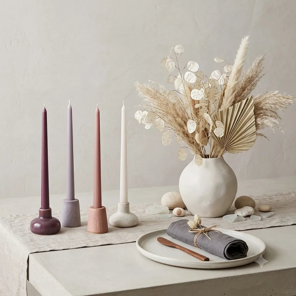 Bougies Coniques Nuance Rose Moderne