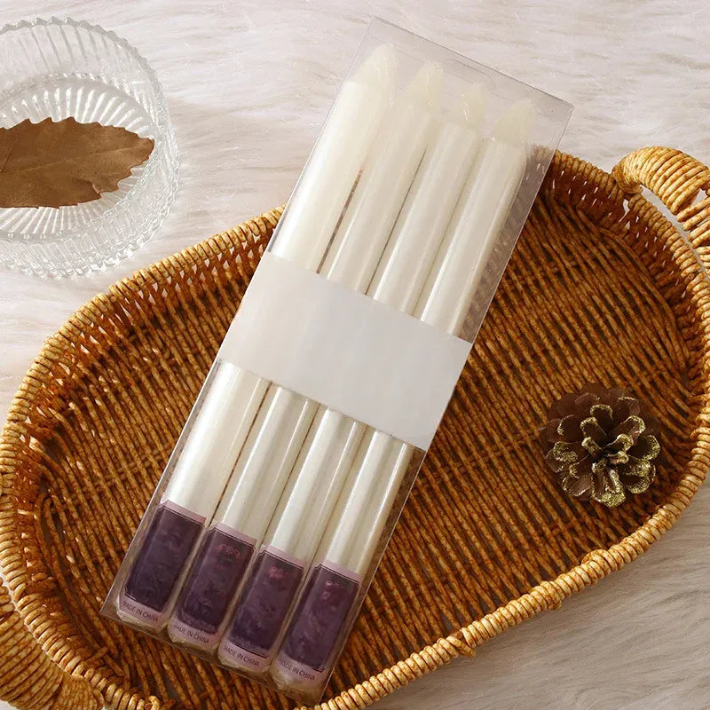 Bougies Décoratives Blanches Métallisées élégantes