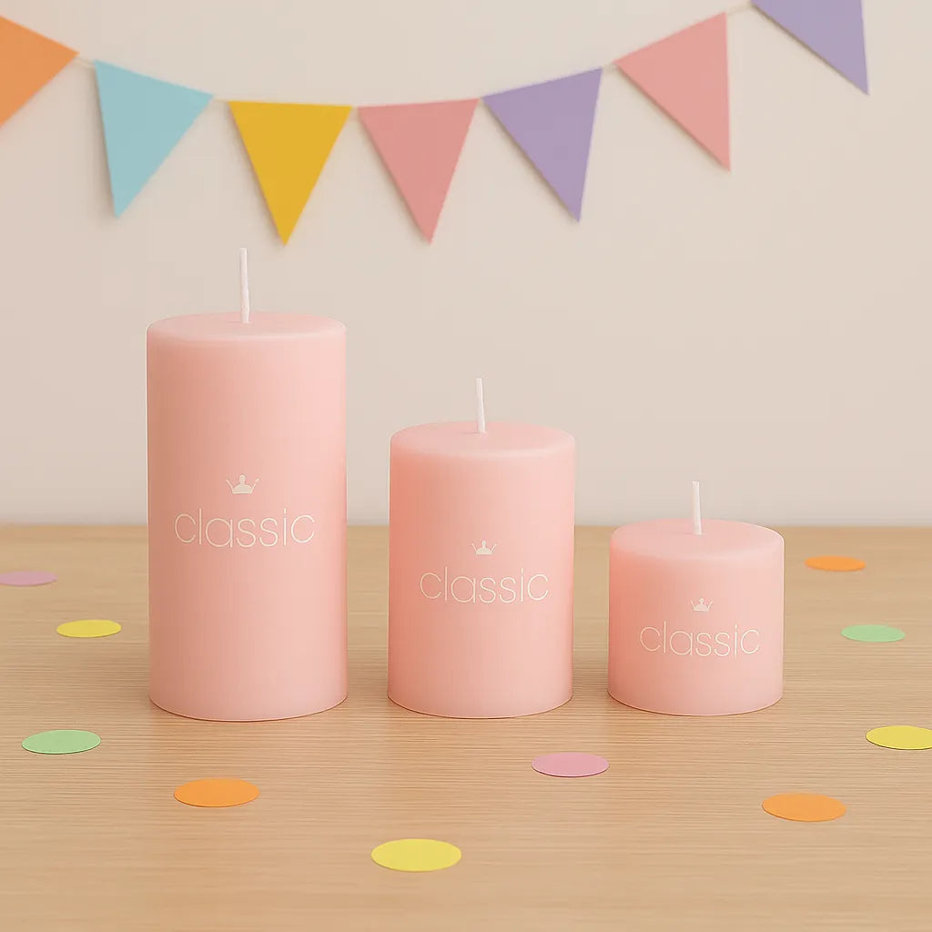 Bougies Décoratives Classiques Rose