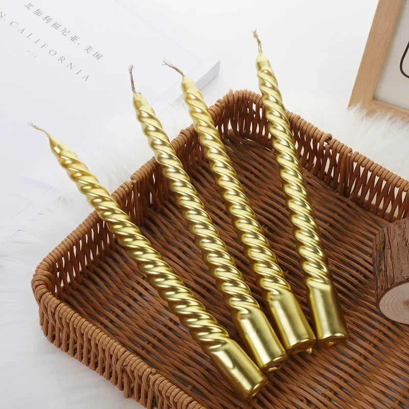 Bougies Dorées Torsadées Mariage Chic