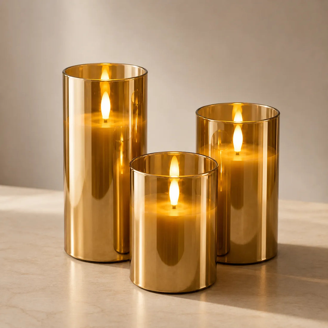 Bougies LED Sans Flamme Dorées Festive