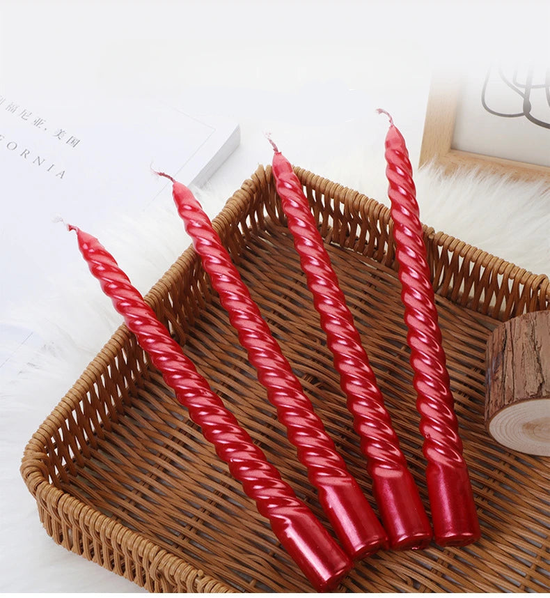Bougies Mariage Torsadées Rouges Elégante