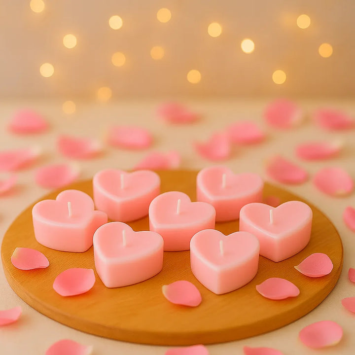 Bougies de Table Cœur Roses