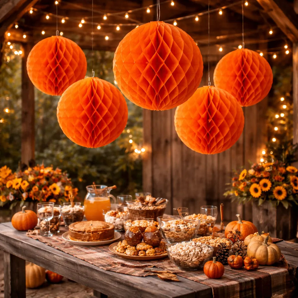 Boule Nid d’Abeille Orange Déco 