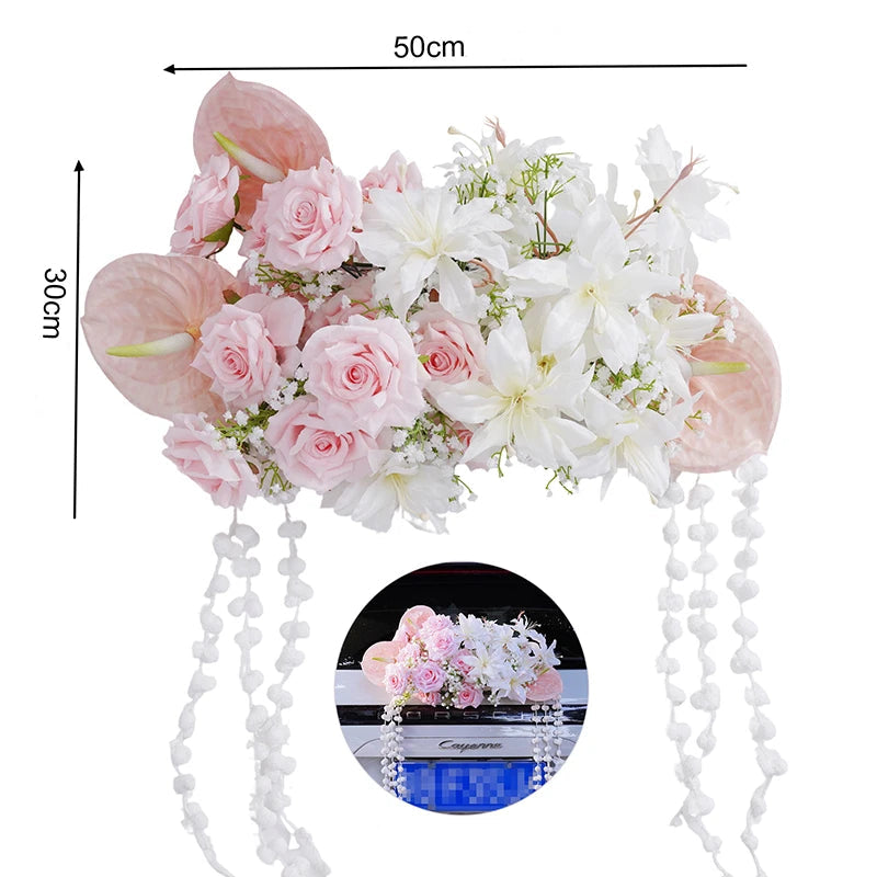 Bouquet Floral Rose Arrière Voiture Mariage élégant