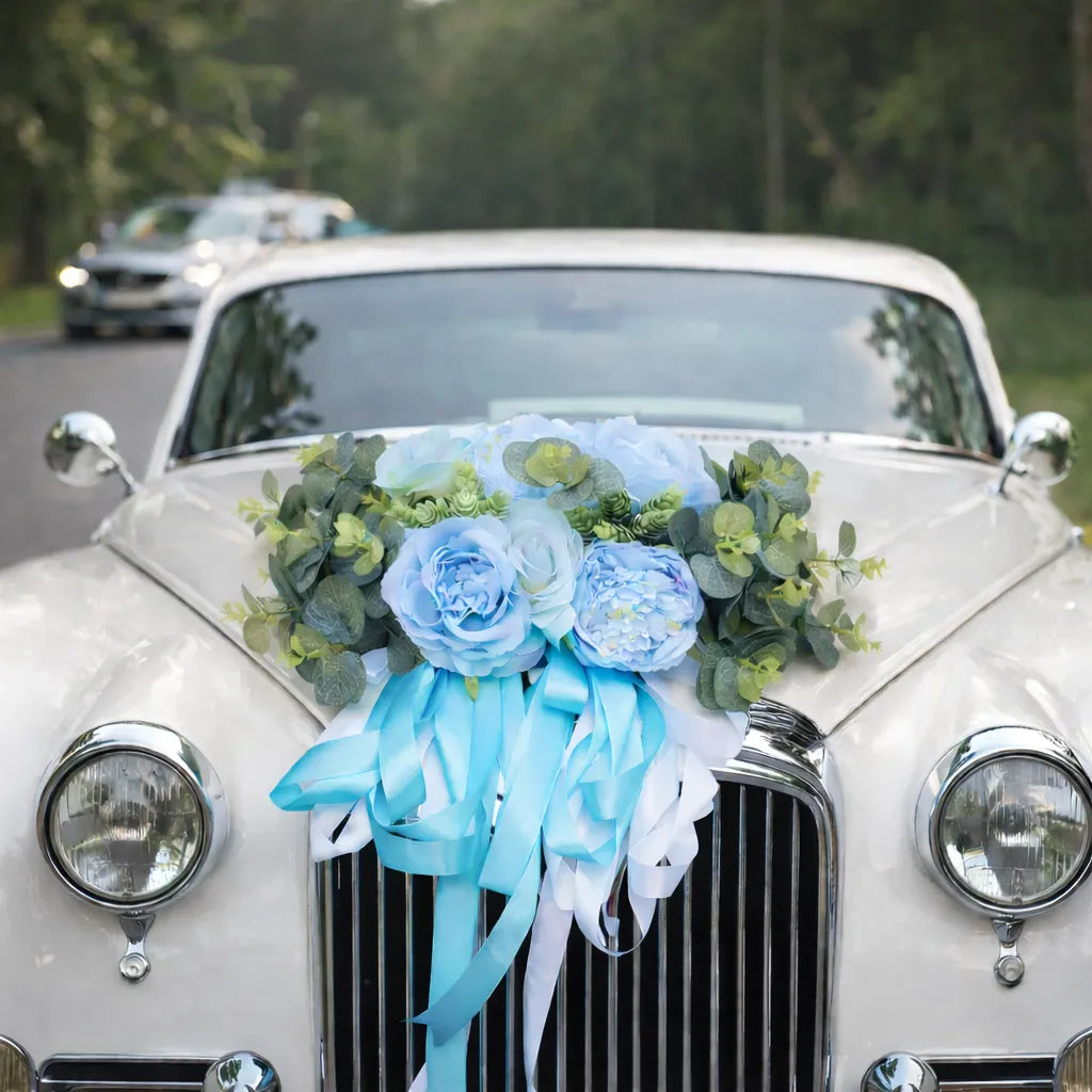 Bouquet de Fleurs Bleus Décoratif Voiture