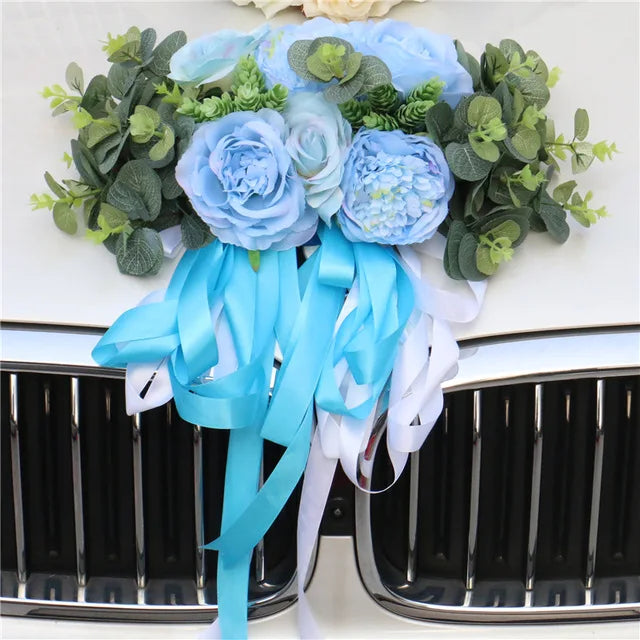 Bouquet de Fleurs Bleus Décoratif Voiture élégant