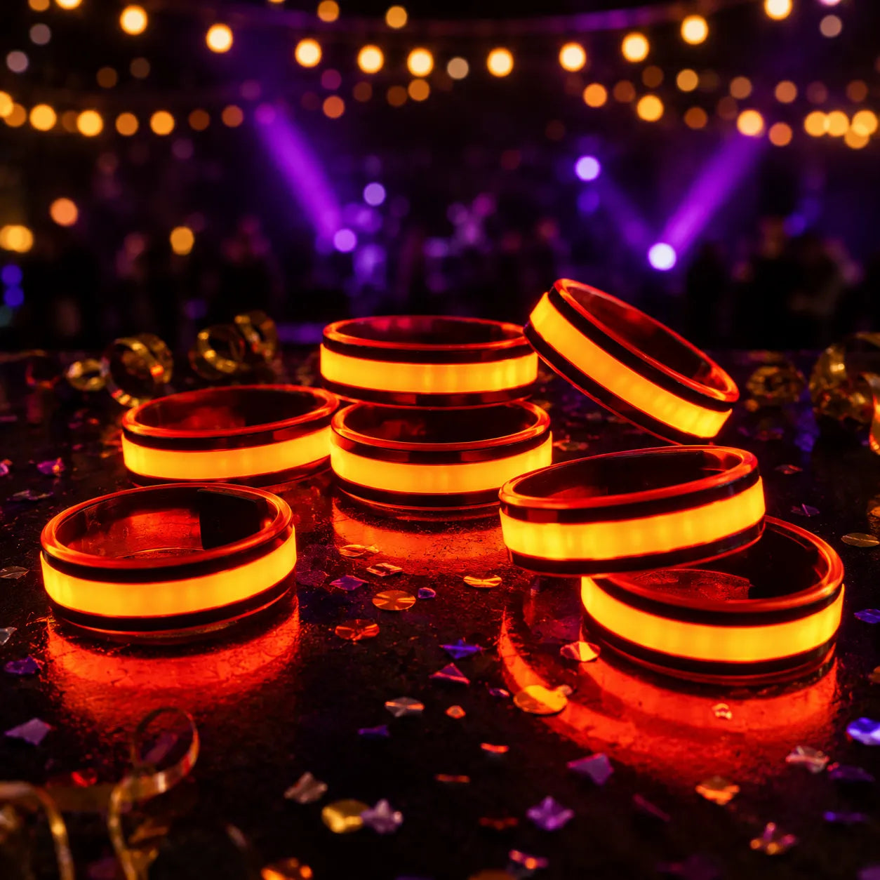 Bracelet Festif Orange Réfléchissant à Piles magique