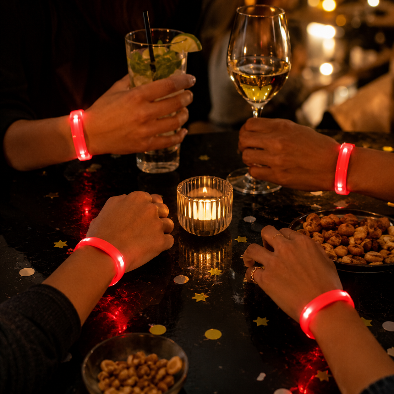 Bracelet LED Rouge de Fête 