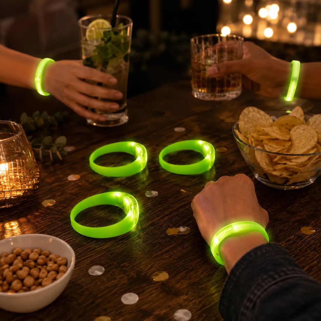 Bracelet de Fête Vert à LED 