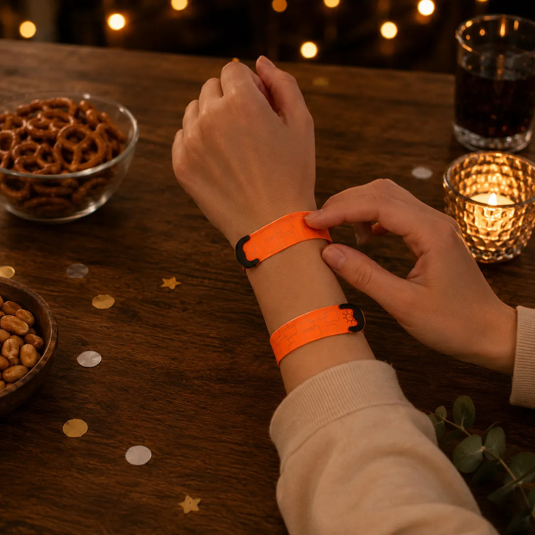 Bracelet de Fêtes Orange LED Unique