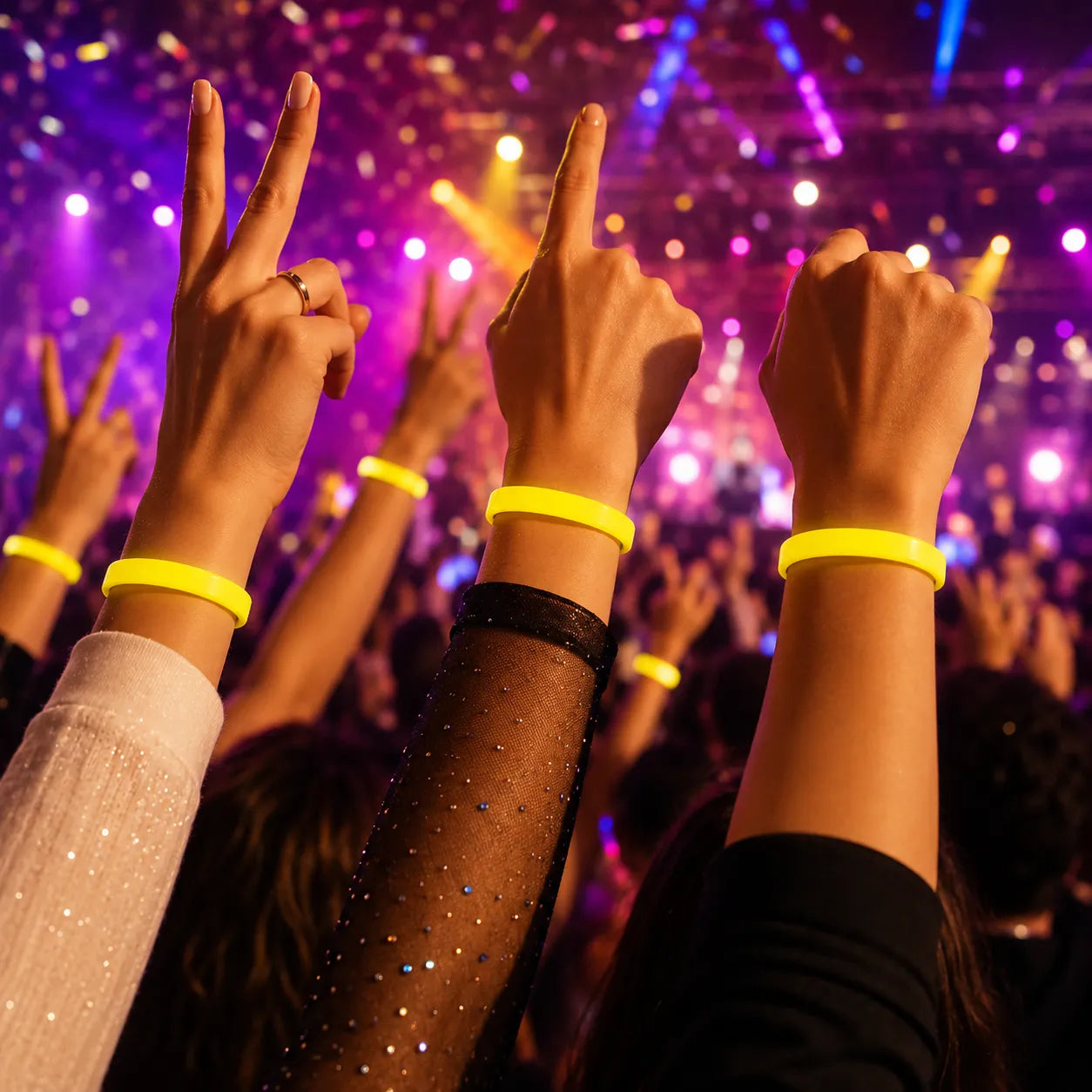 Bracelet en Silicone Plat Jaune Lumineux 
