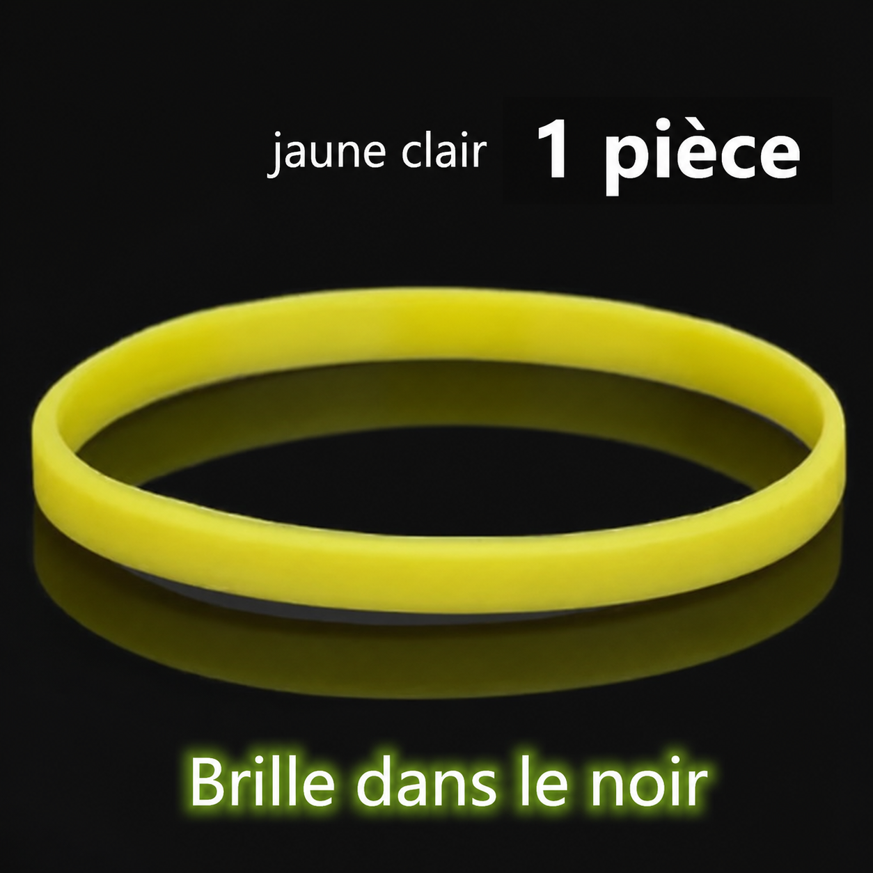 Bracelet en Silicone Plat Jaune Lumineux Minimaliste