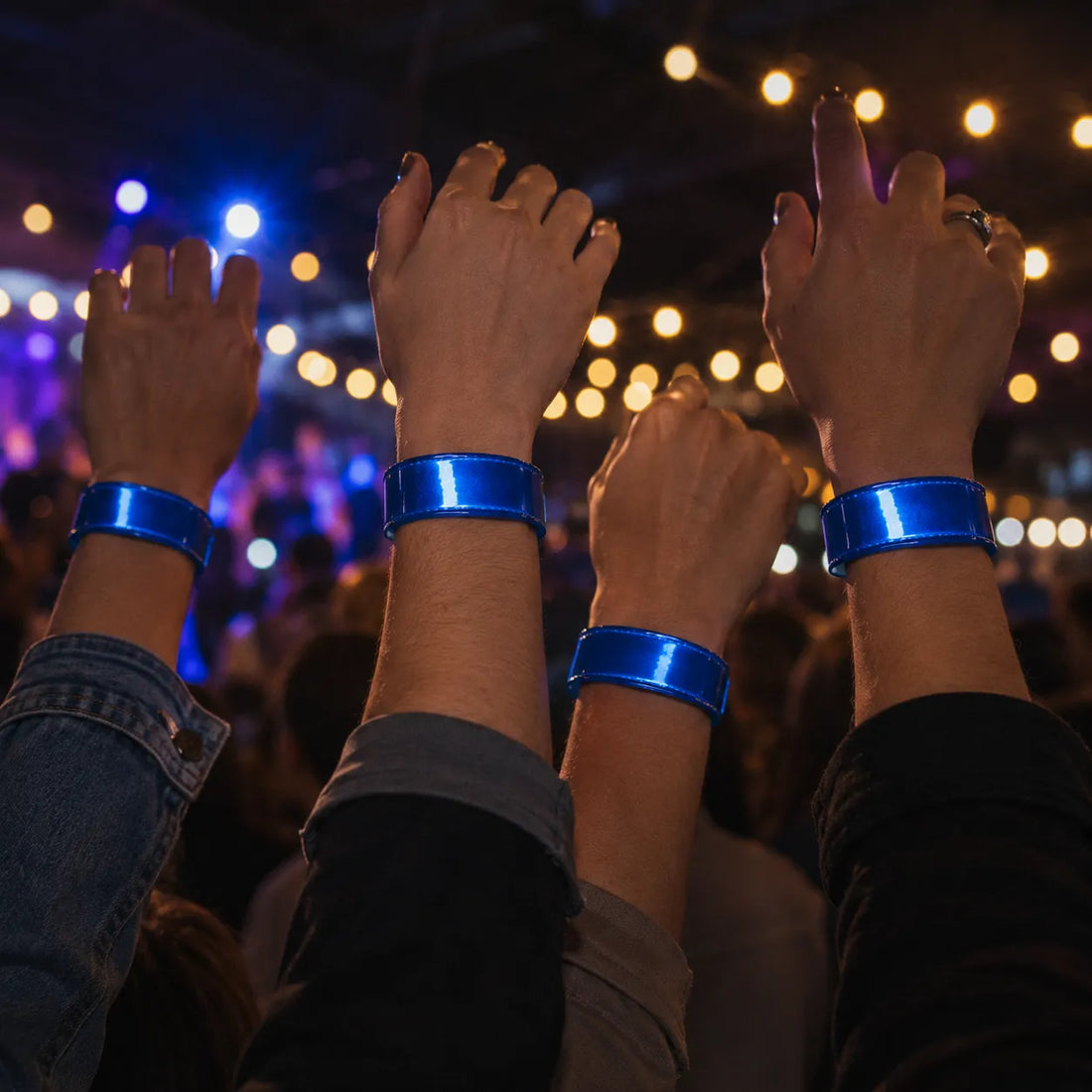 Bracelets Bande Réfléchissante de Fête Bleu Brillant