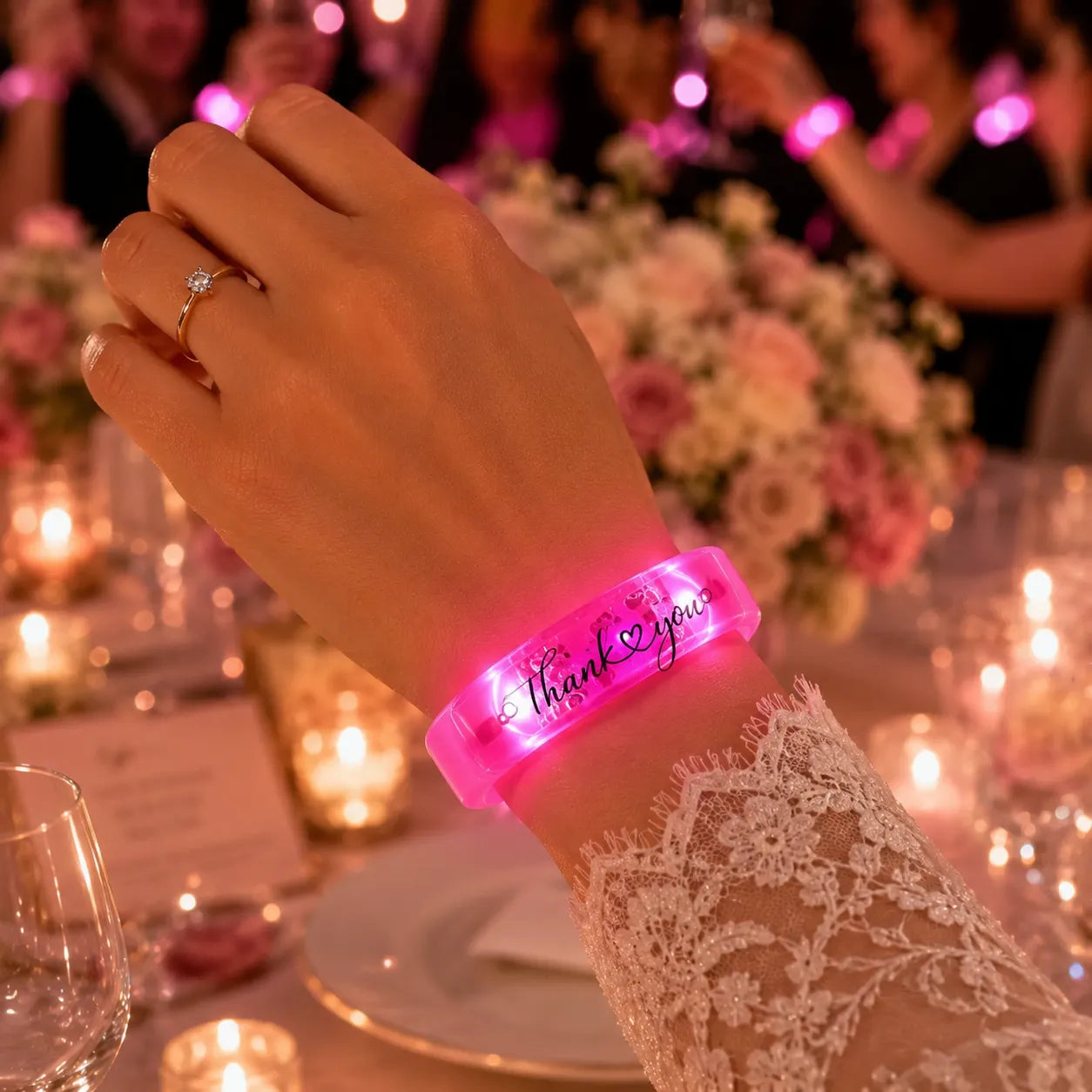 Bracelets Lumineux Roses Mariage Thank You chic
