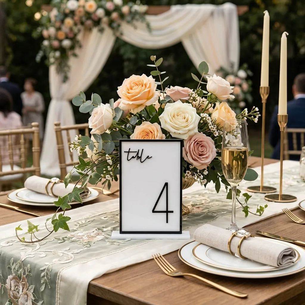 Cadre Numéro de Table Mariage en Acrylique Minimaliste