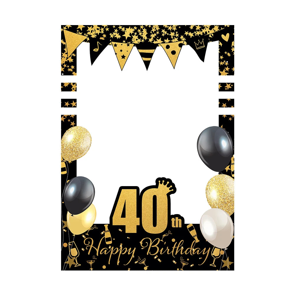 Cadre Photobooth Happy Birthday Noir et Or 40 Design