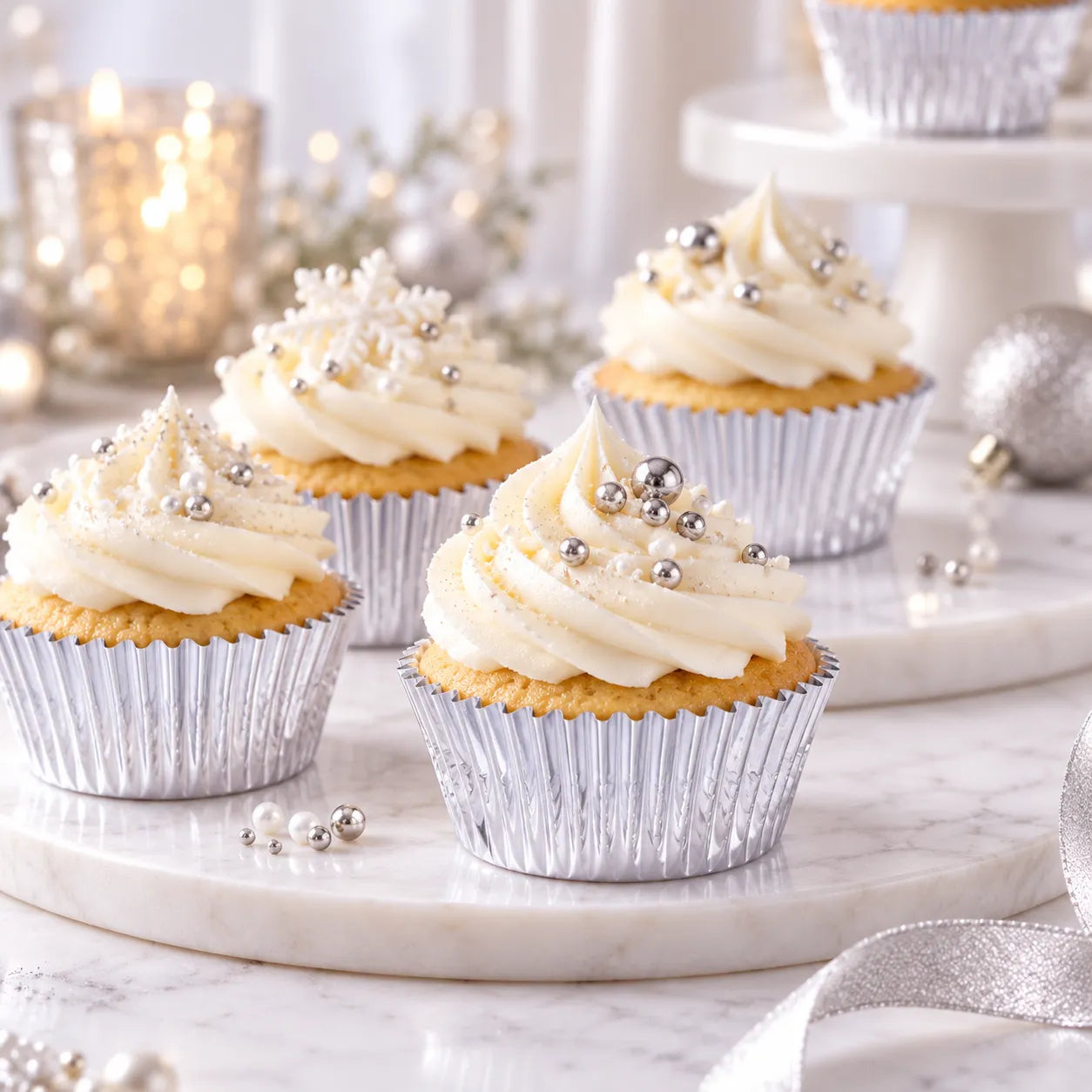 Caissette à Cupcake Argentée scintillant