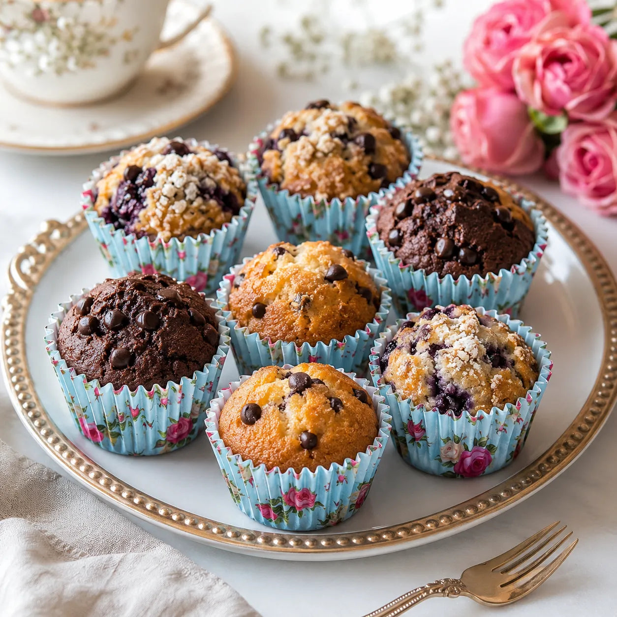 Caissette à Cupcake Bleue Floral