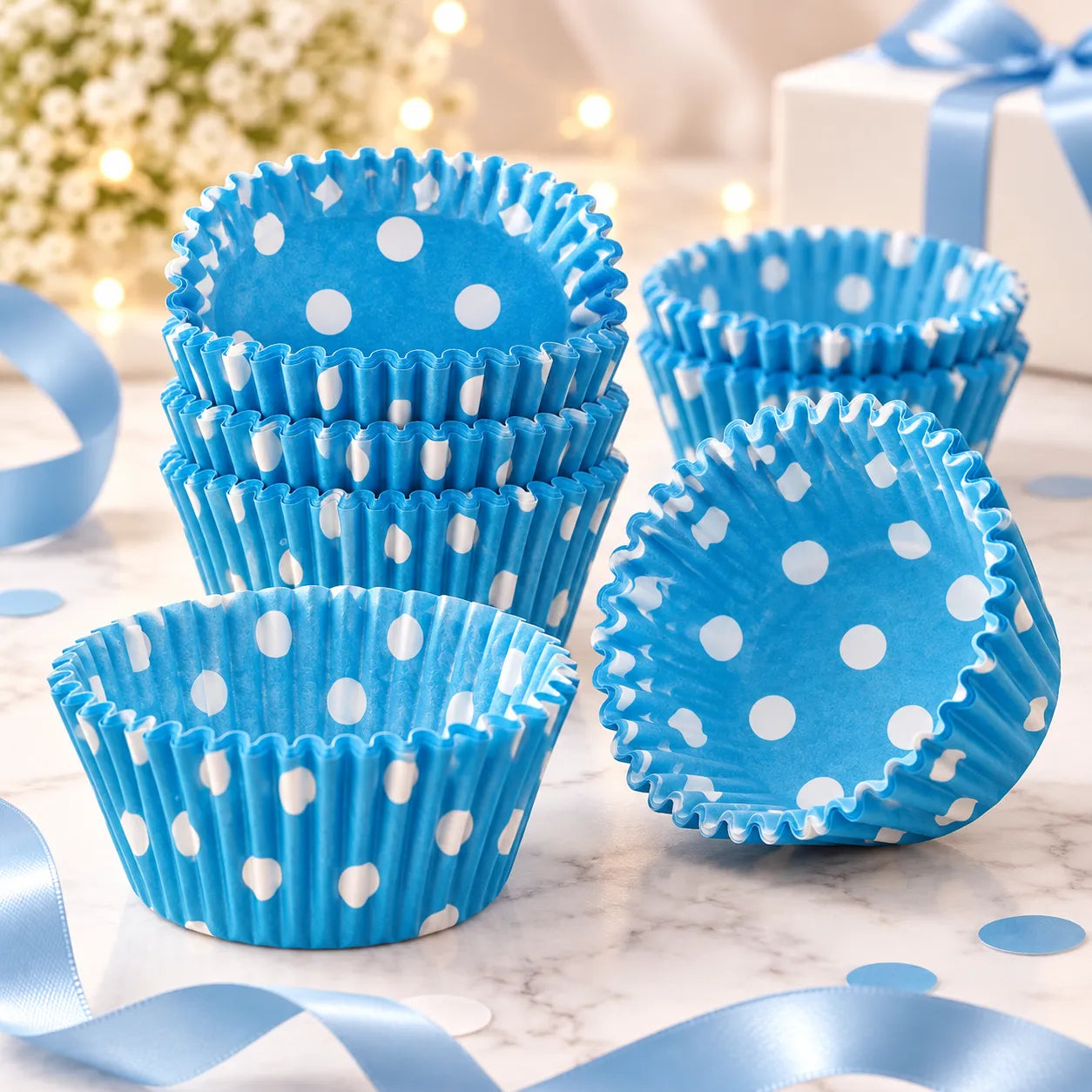 Caissette Cupcake Bleue à Pois festif