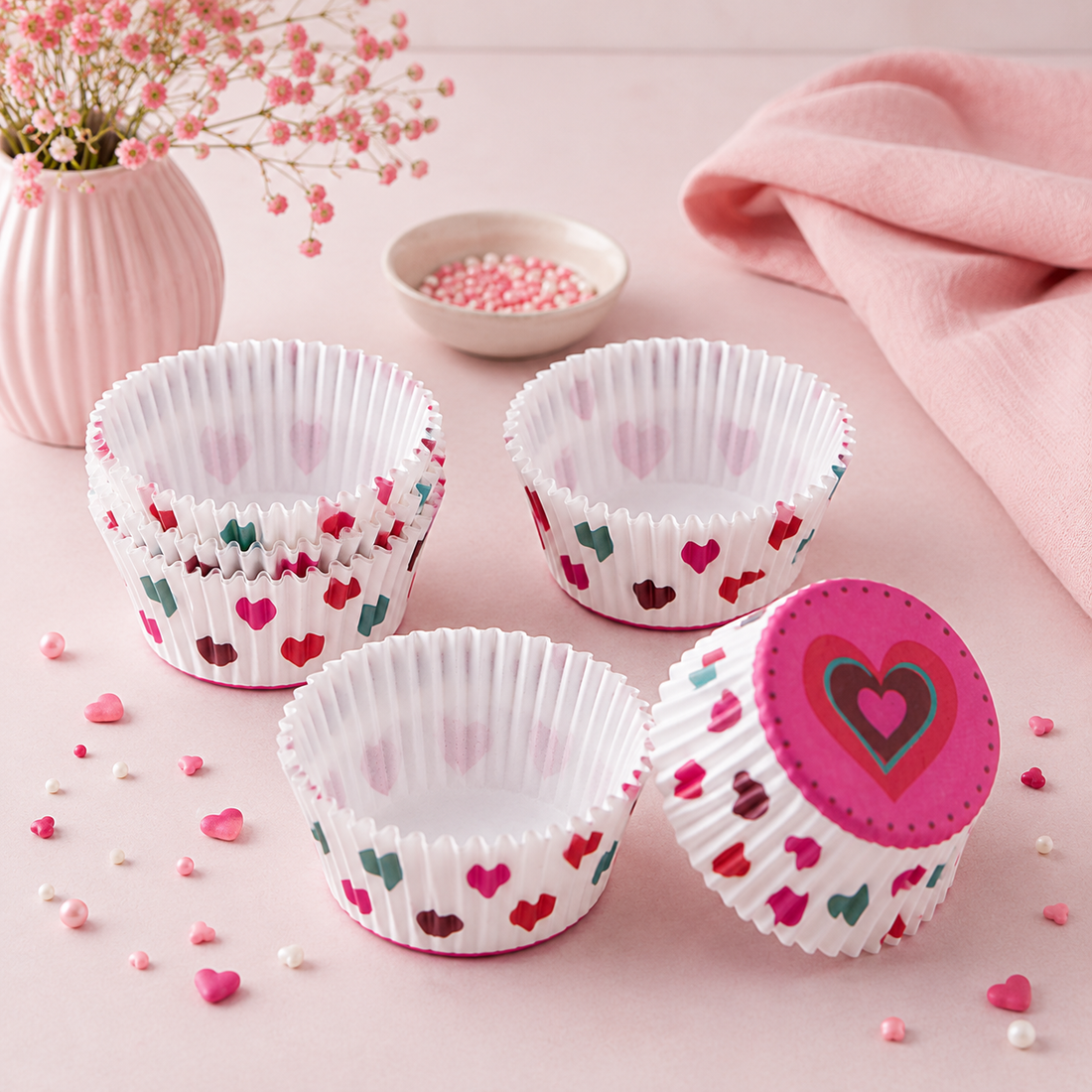 Caissette Cupcake à Cœurs Colorés Féminine
