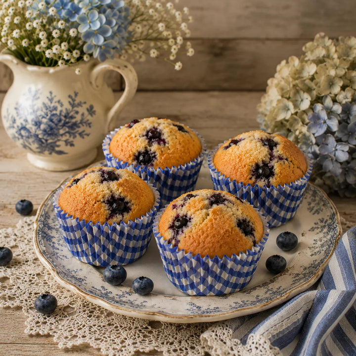 Caissette à Cupcake Carreaux Bleu