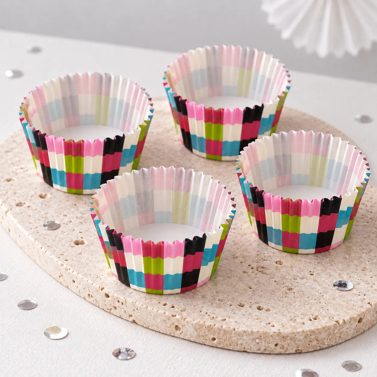 Caissette Cupcake Carreaux Colorés festif