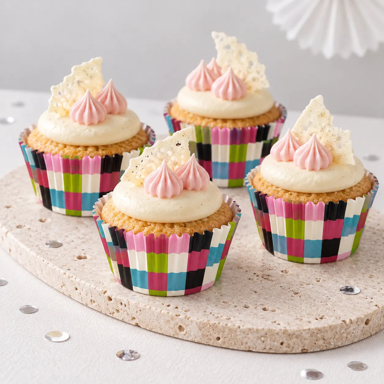 Caissette Cupcake Carreaux Colorés unique