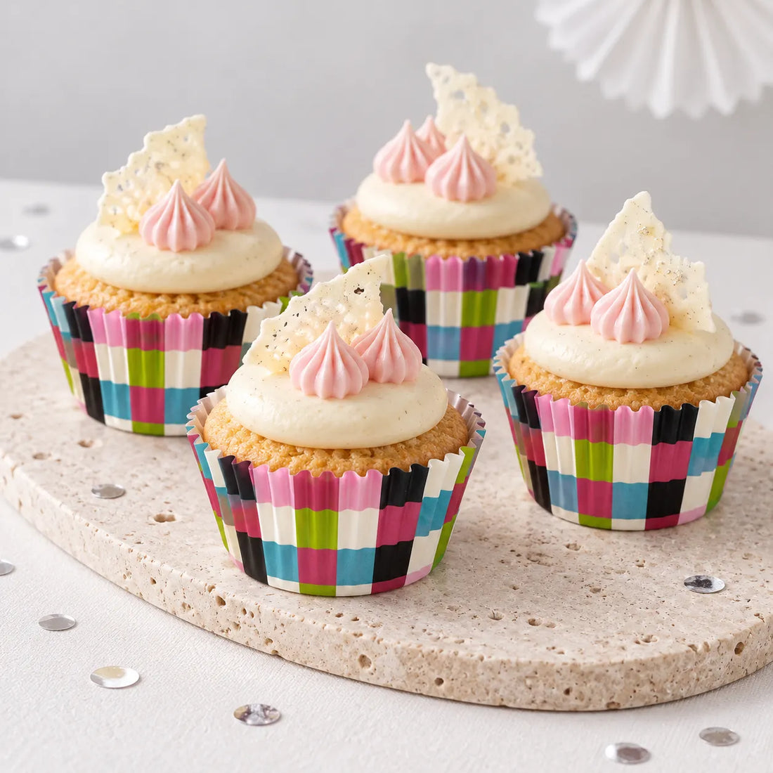 Caissette Cupcake Carreaux Colorés unique