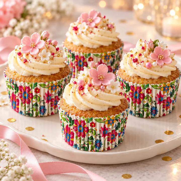 Caissette à Cupcake Colorée Fleurie chic