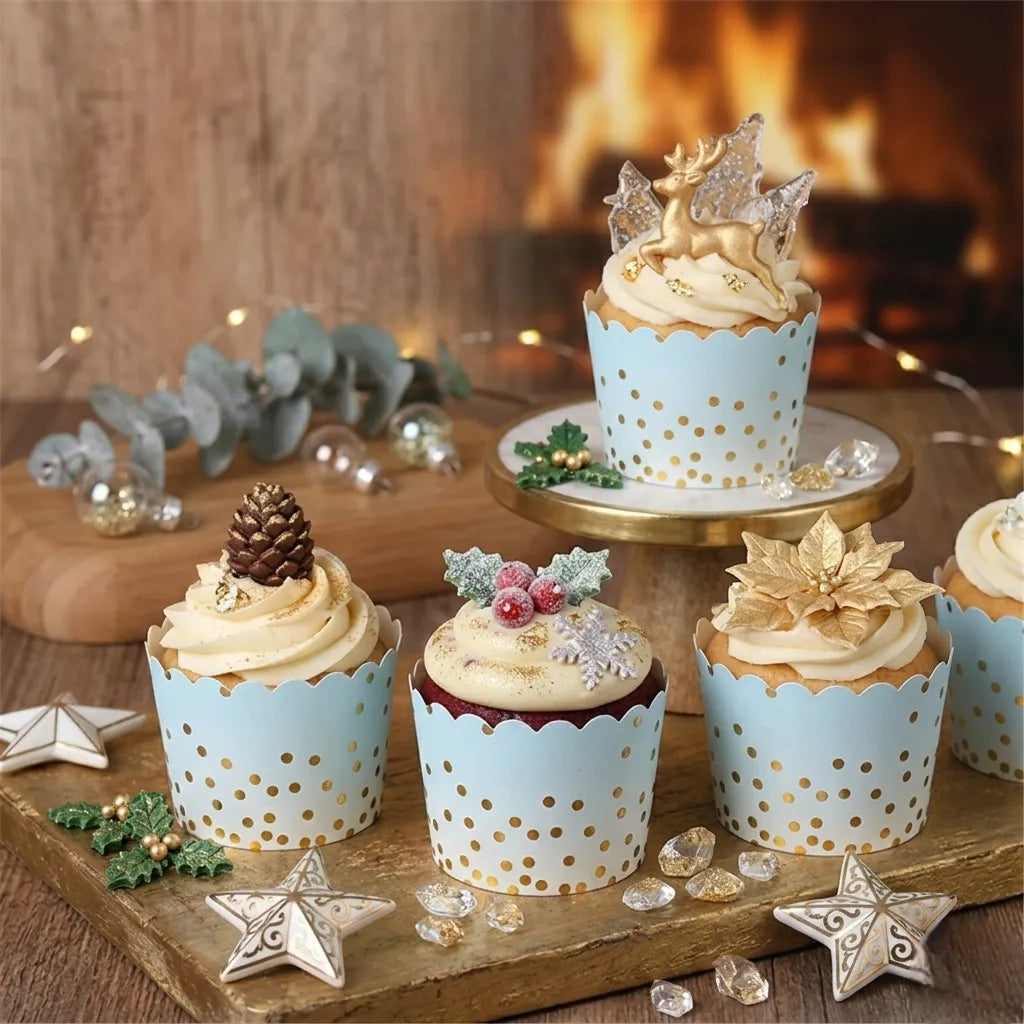 Caissette Cupcake Dégradé Bleu à Pois
