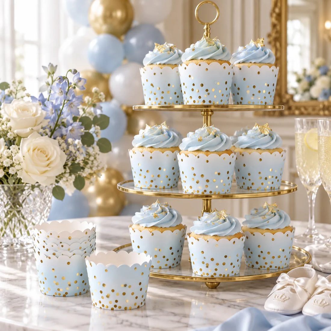 Caissette Cupcake Dégradé Bleu à Pois Cool