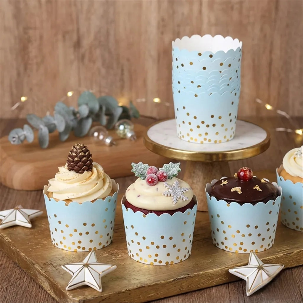 Caissette Cupcake Dégradé Bleu à Pois Originale