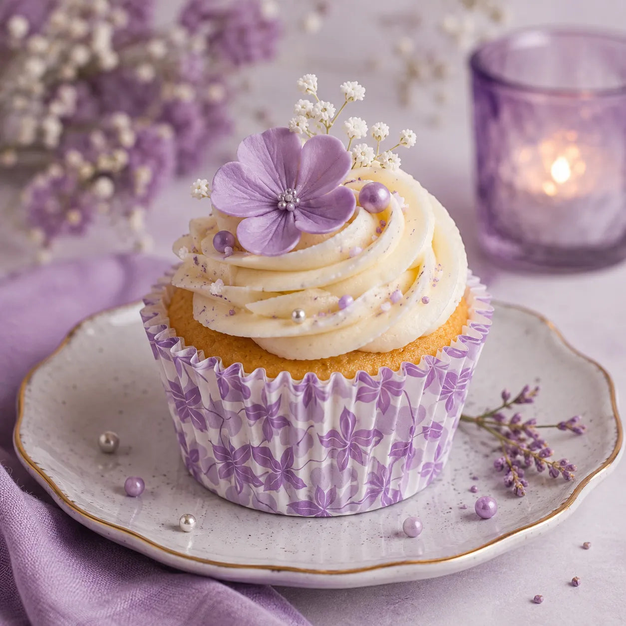 Caissette Cupcake Elégante à Feuillages