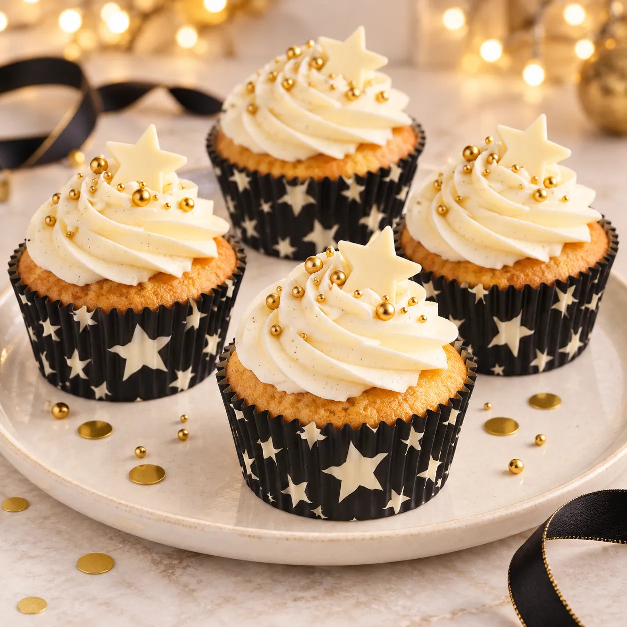 Caissette à Cupcake à Etoiles noires