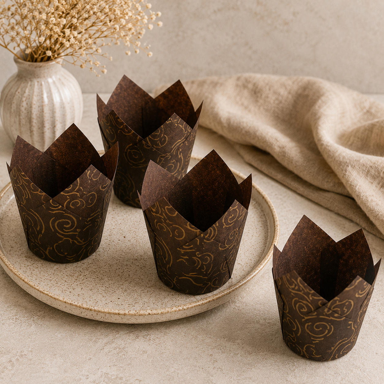 Caissette Cupcake Marron Design Elégant