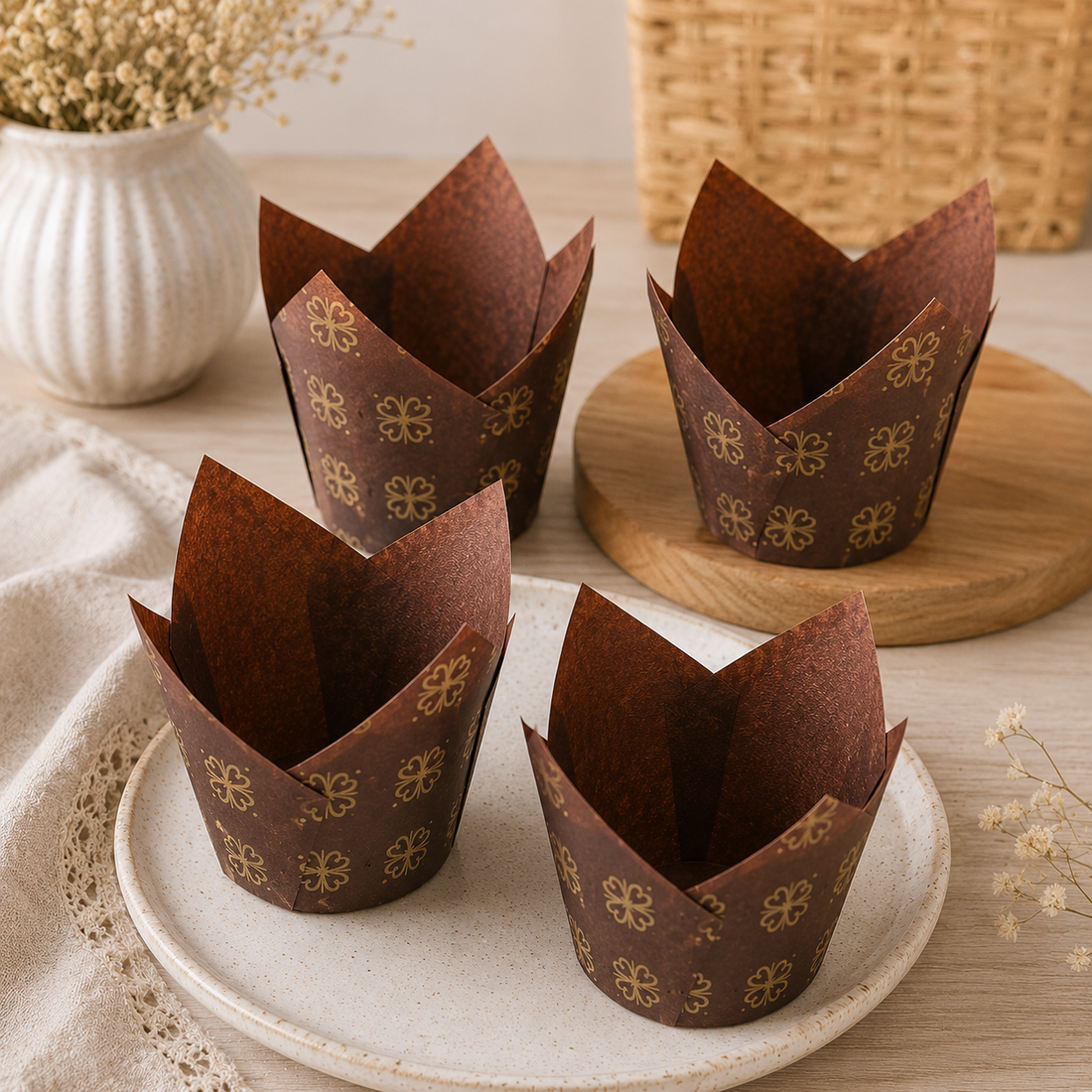 Caissette Cupcake Marron Raffiné Elégante