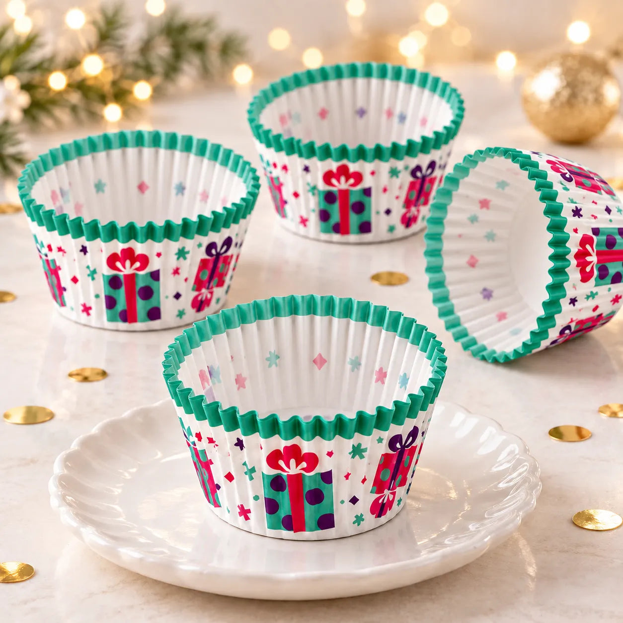 Caissette Cupcake Motif Cadeaux joyeux