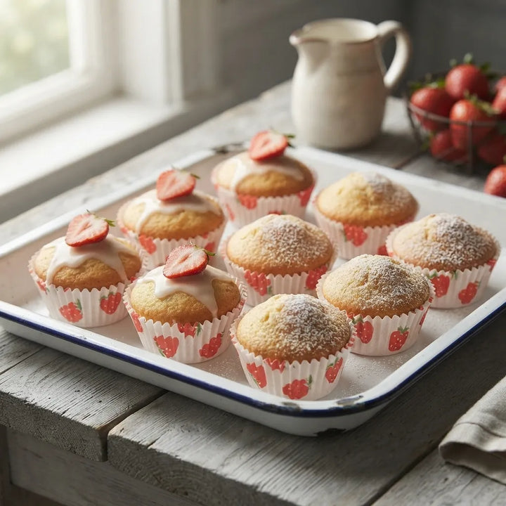 Caissette Cupcake Motif Fraise Résistant