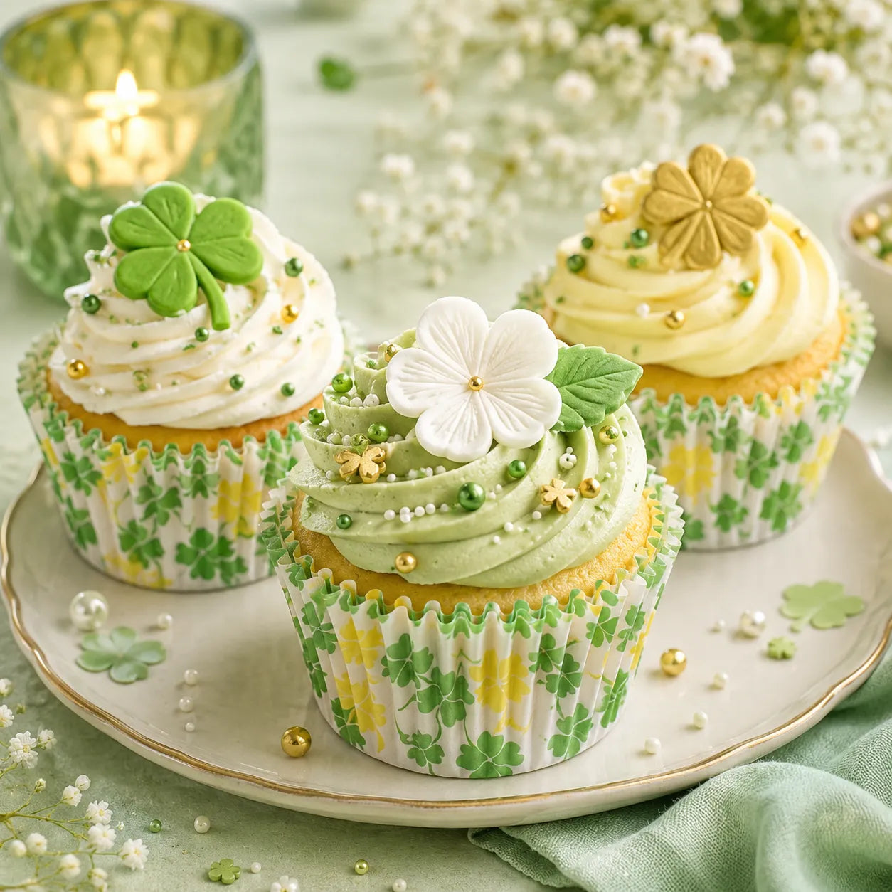 Caissette Cupcake Motif Trèfle 