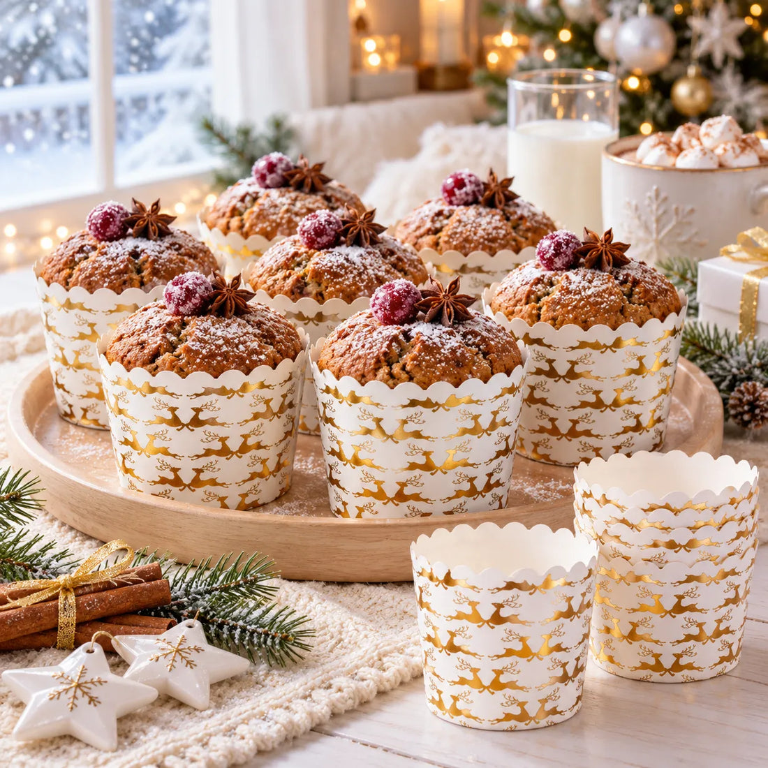 Caissette Cupcake Noël raffiné Jolie