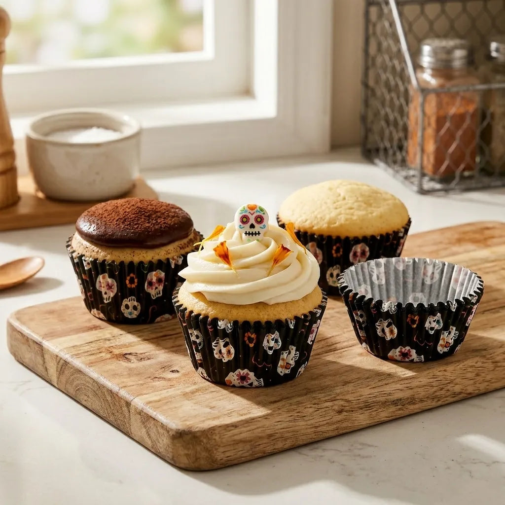 Caissette à Cupcake Noir crânes Unique