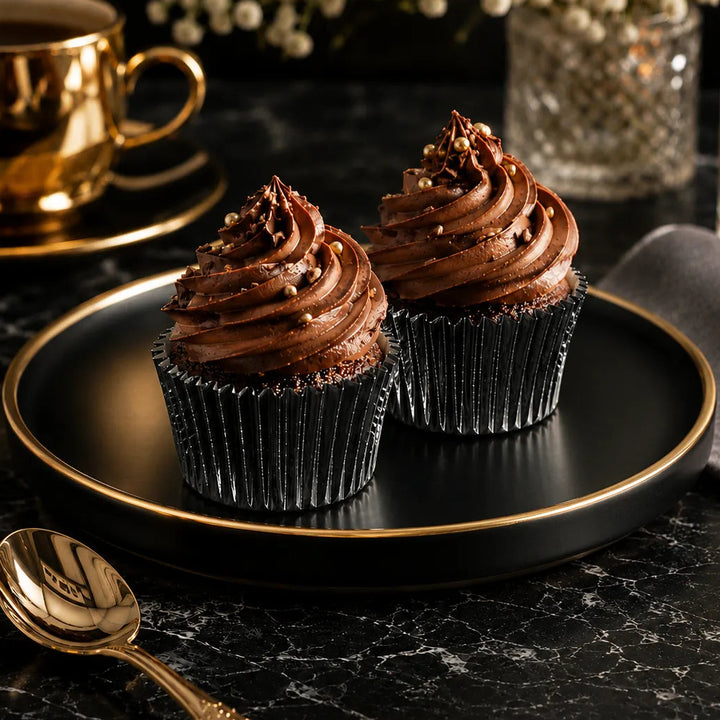 Caissette à Cupcake Noir en Papier Alu